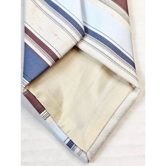 Barini Originals Mens Striped Tie Blue/Burgundy/Beige Classic Polyester Blend - Picture 8 of 8